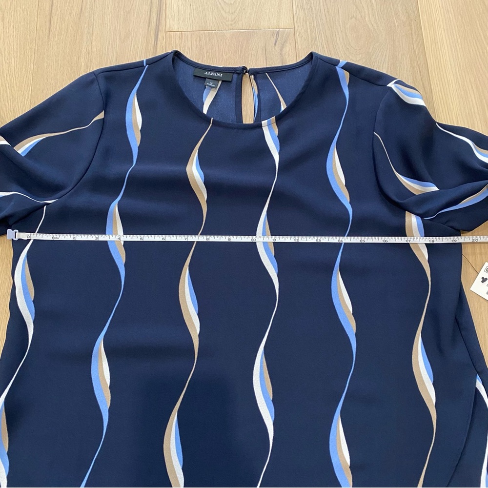 Alfani | Navy Crossover Hem Long Sleeve Blouse NWT - Picture 9 of 12